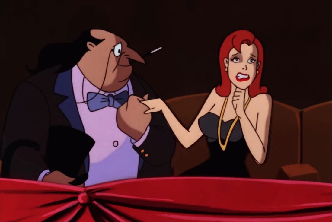 In Batman: The Animated Series The Penguin holds an unwilling date's hand at the opera.