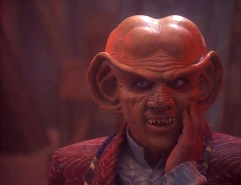 Star Trek: Deep Space Nine, The House of Quark, Quark putting a hand to his own cheek